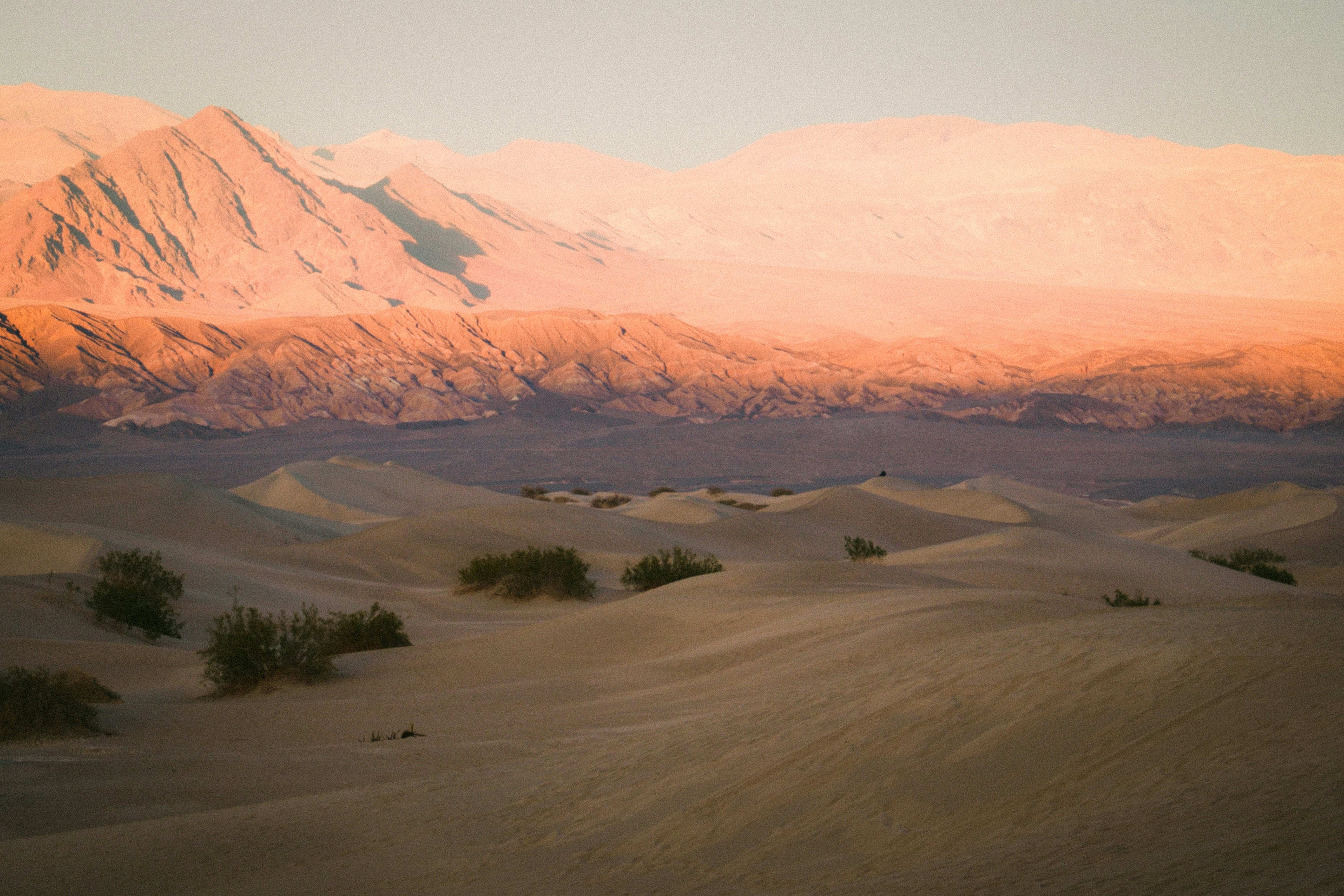 A view of a mountain range in the distance