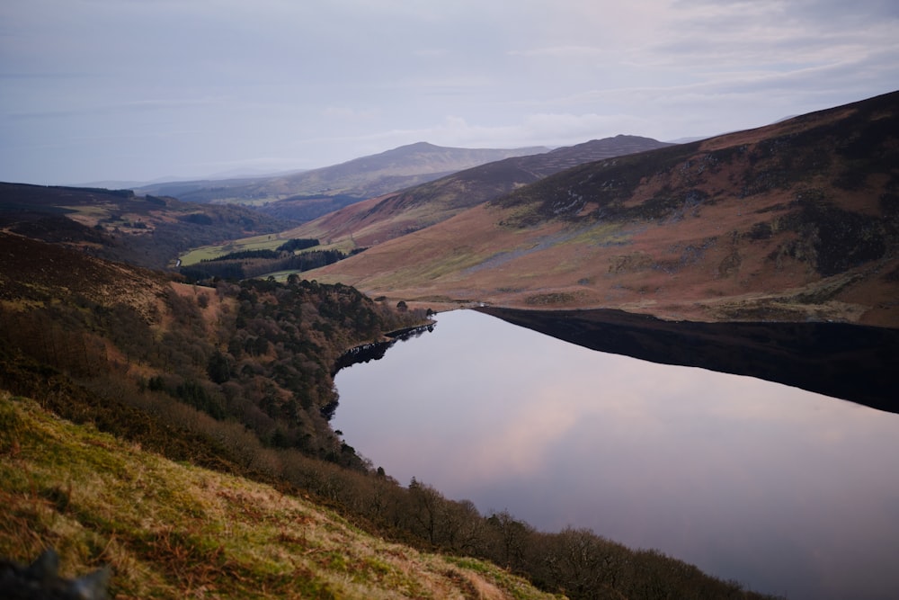 a lake in the middle of a mountain range