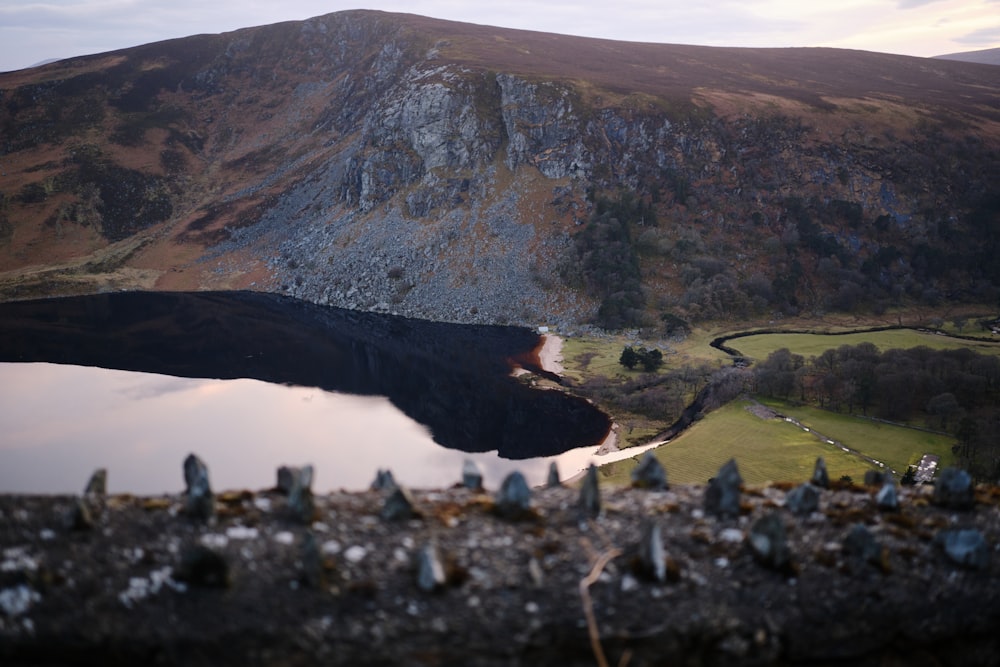 a lake in the middle of a mountain range