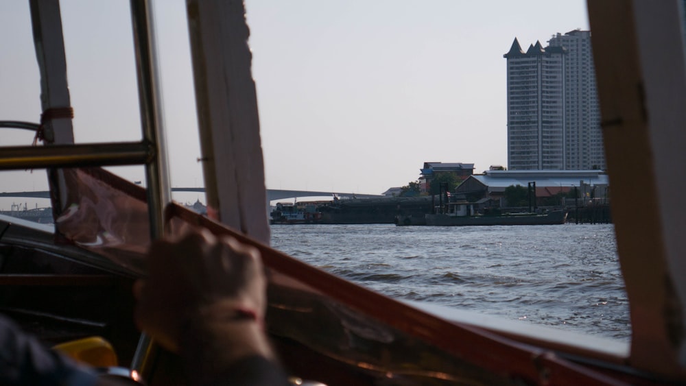 a view of a body of water from a boat