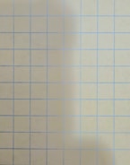 A page of graph paper with a grid of blue lines forming squares against an off-white background. The paper appears slightly aged, with a subtle crease running vertically down the middle.