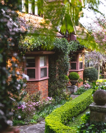 a house with a garden in front of it