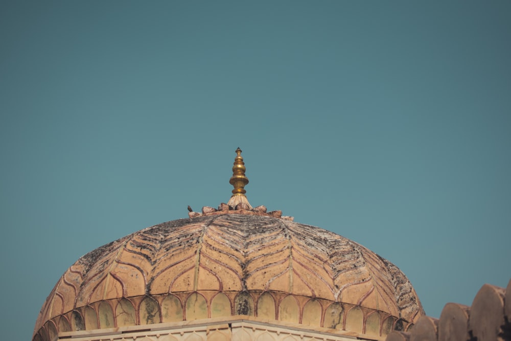 a large dome with a bird sitting on top of it