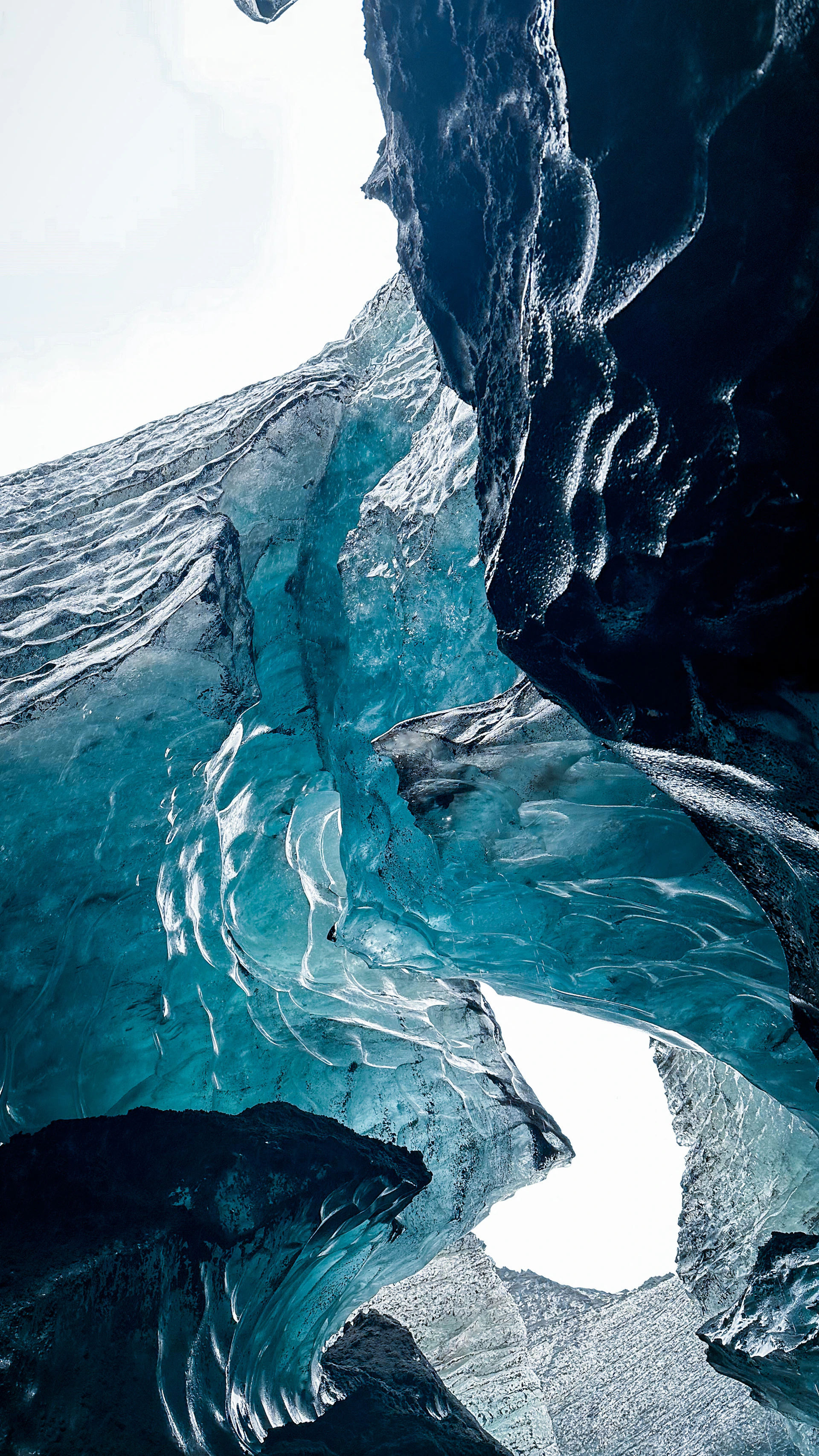 the water is very blue and it looks like it is melting