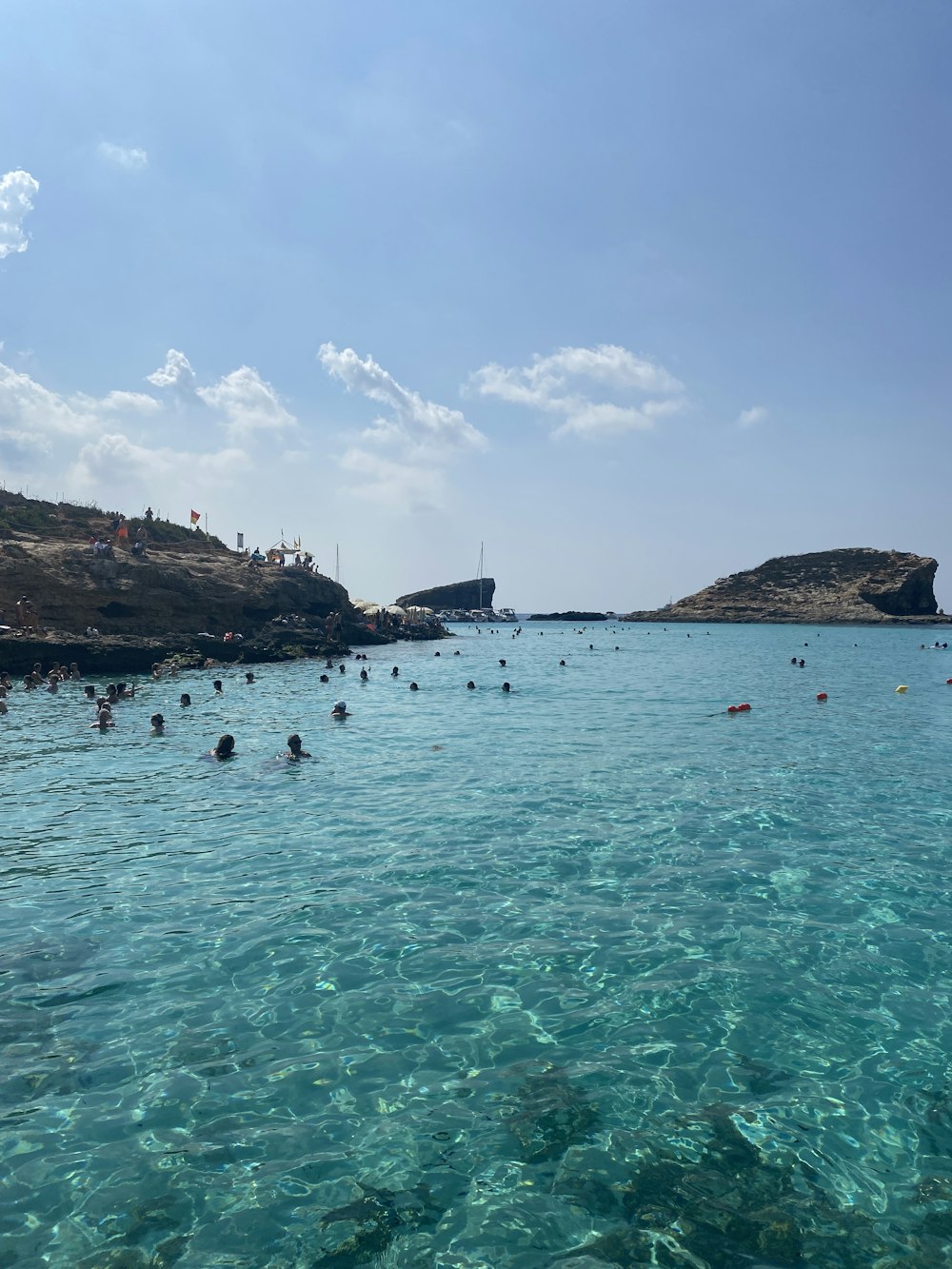 a group of people swimming in a body of water