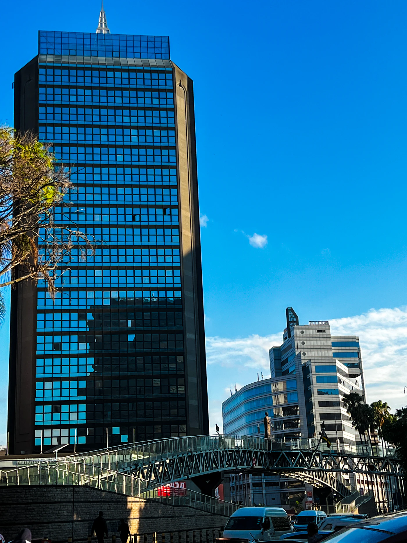 City tower beside the bridge