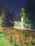 A softly lit garden path lined with warm glowing luminara pathway lights at dusk.