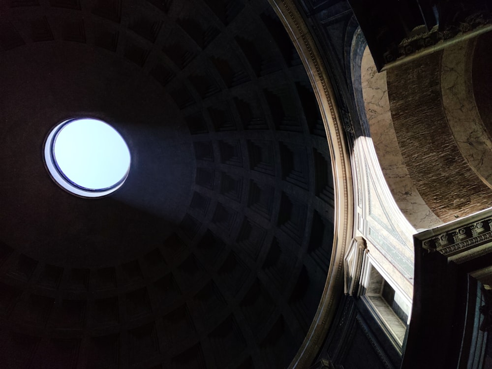 a round window in the ceiling of a building