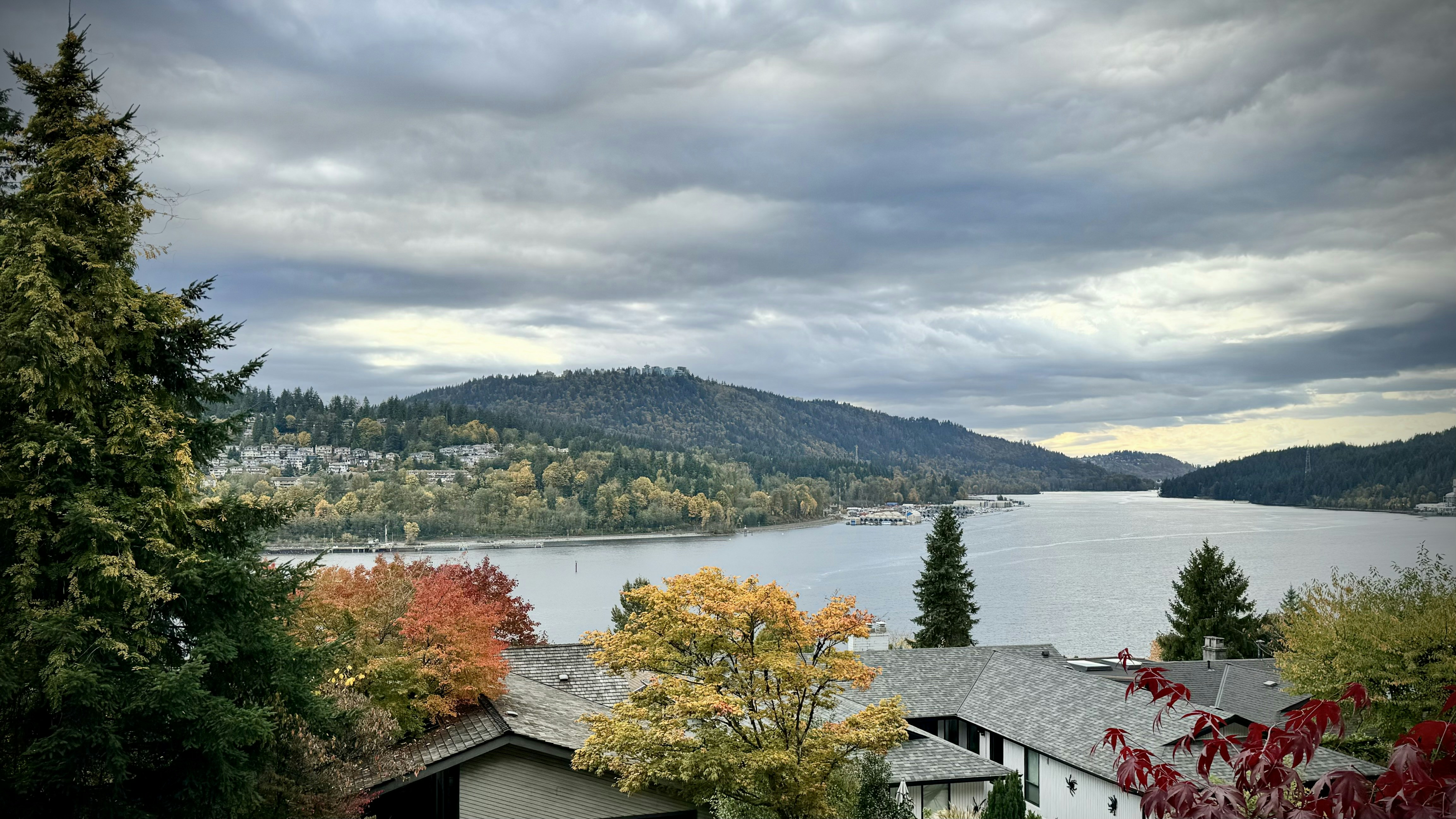 a view of a body of water from a hill