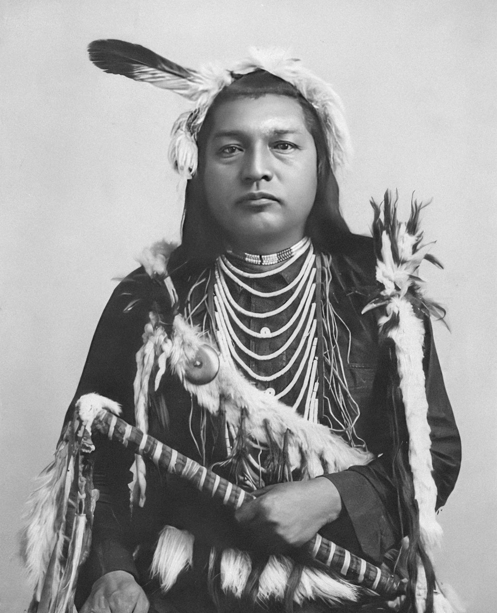 an old photo of a native american man