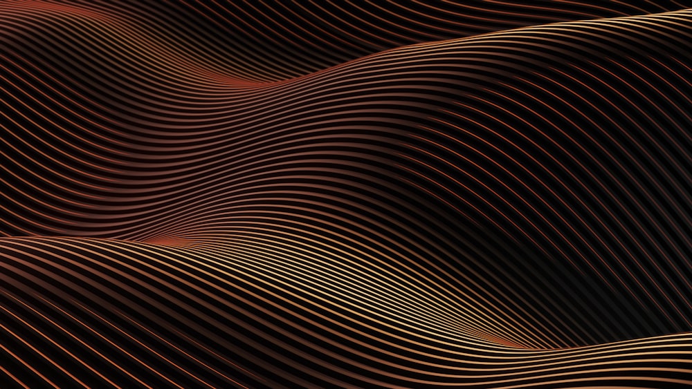 a black and orange background with wavy lines