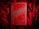 A bright red book cover with ornate black gothic lettering that reads 'Dracula' by Bram Stoker. The book is placed on a textured red fabric, creating a dramatic and moody aesthetic. The cover features decorative elements such as swirls and bat motifs in a dark color.