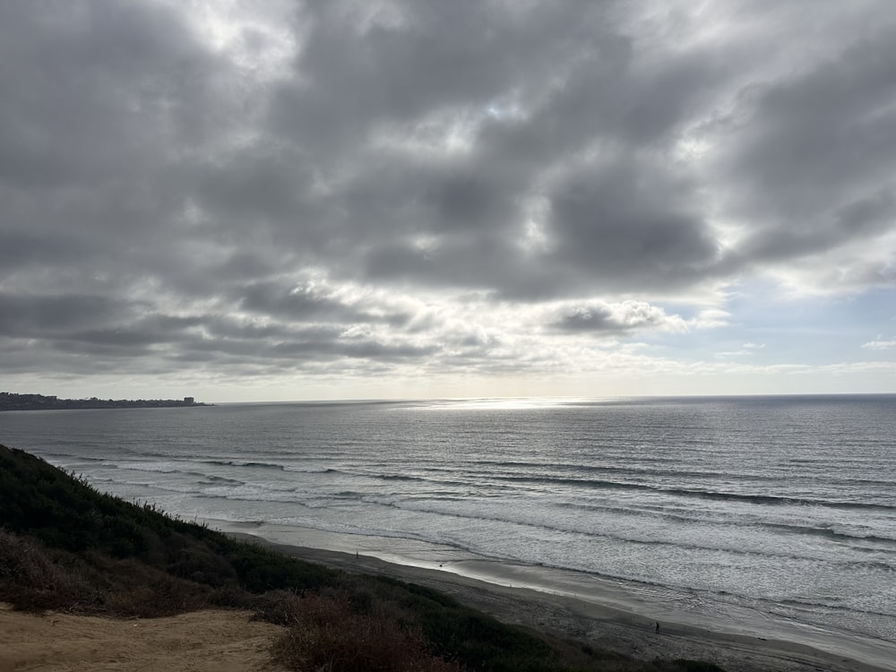 a view of the ocean from a cliff