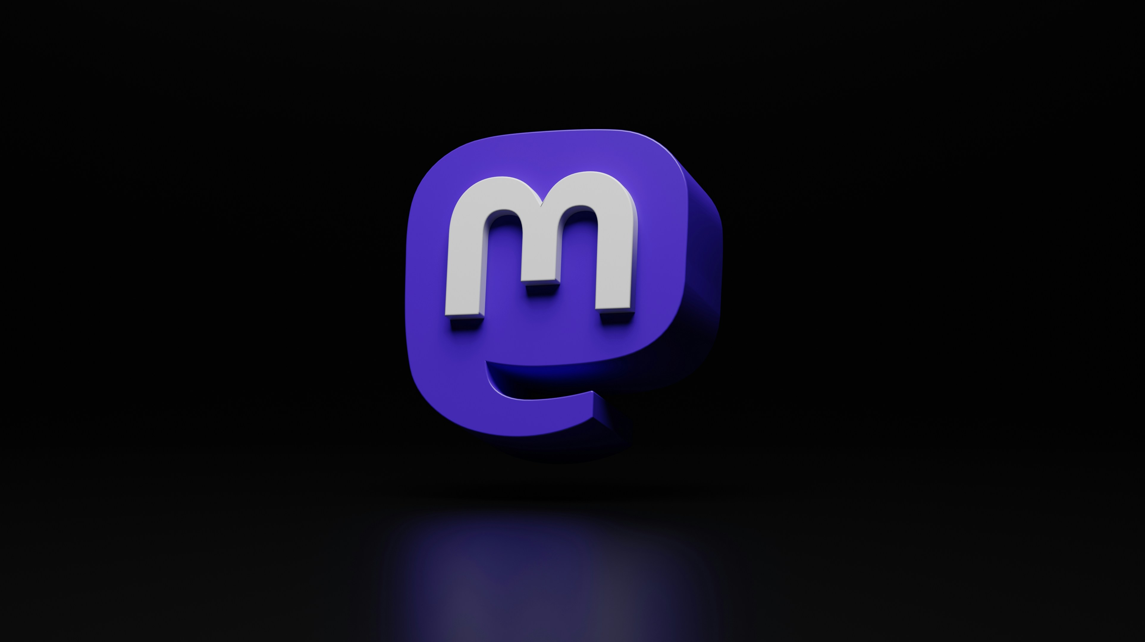 A 3D render of the Mastodon logo