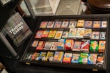 A collection of colorful sportcards showcased on a table.