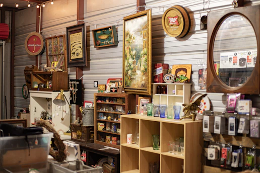 A cozy corner of Route 11 Antique Mall showcasing a charming collection of vintage treasures from lastcallsold.