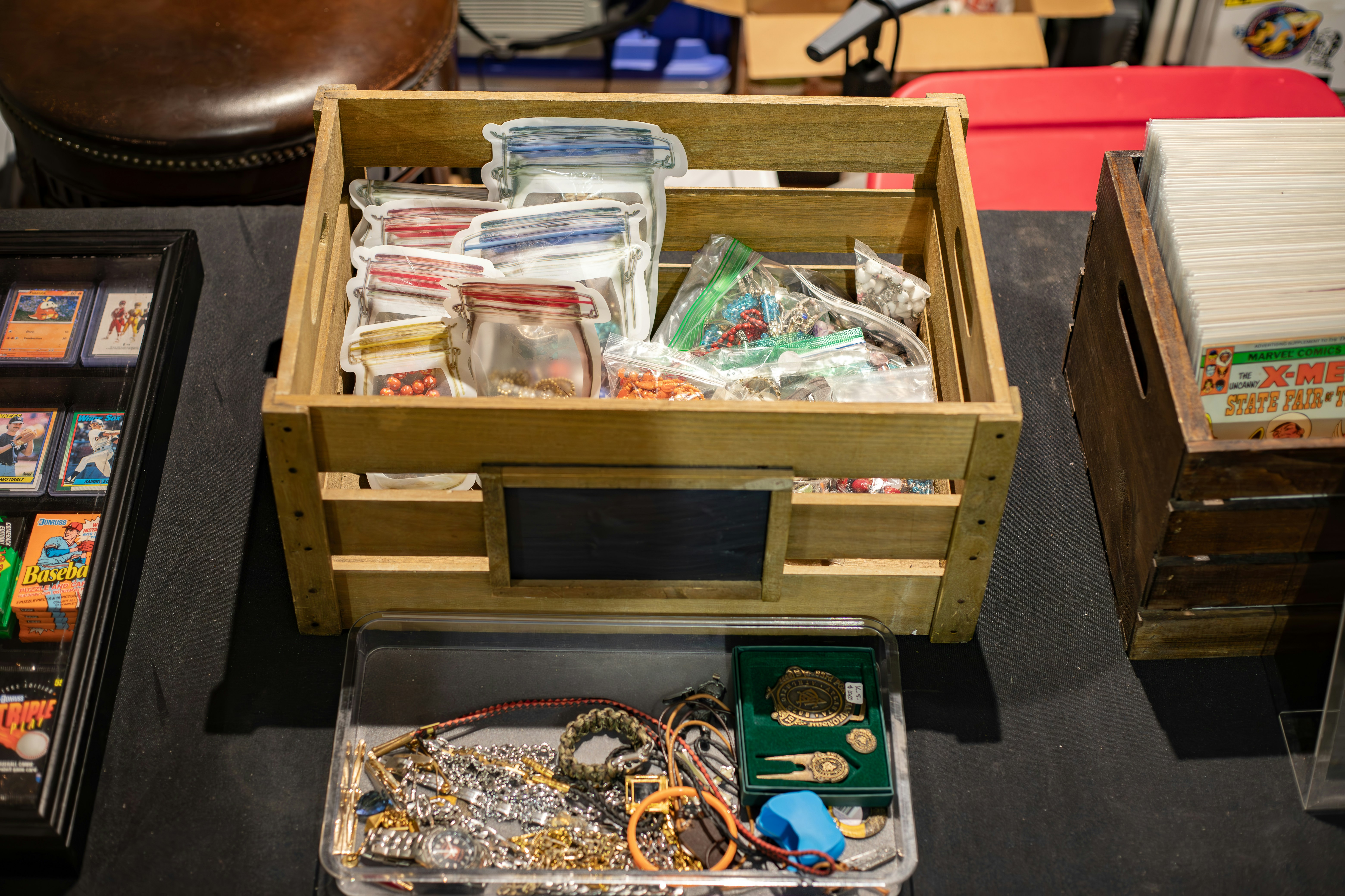team organizing items