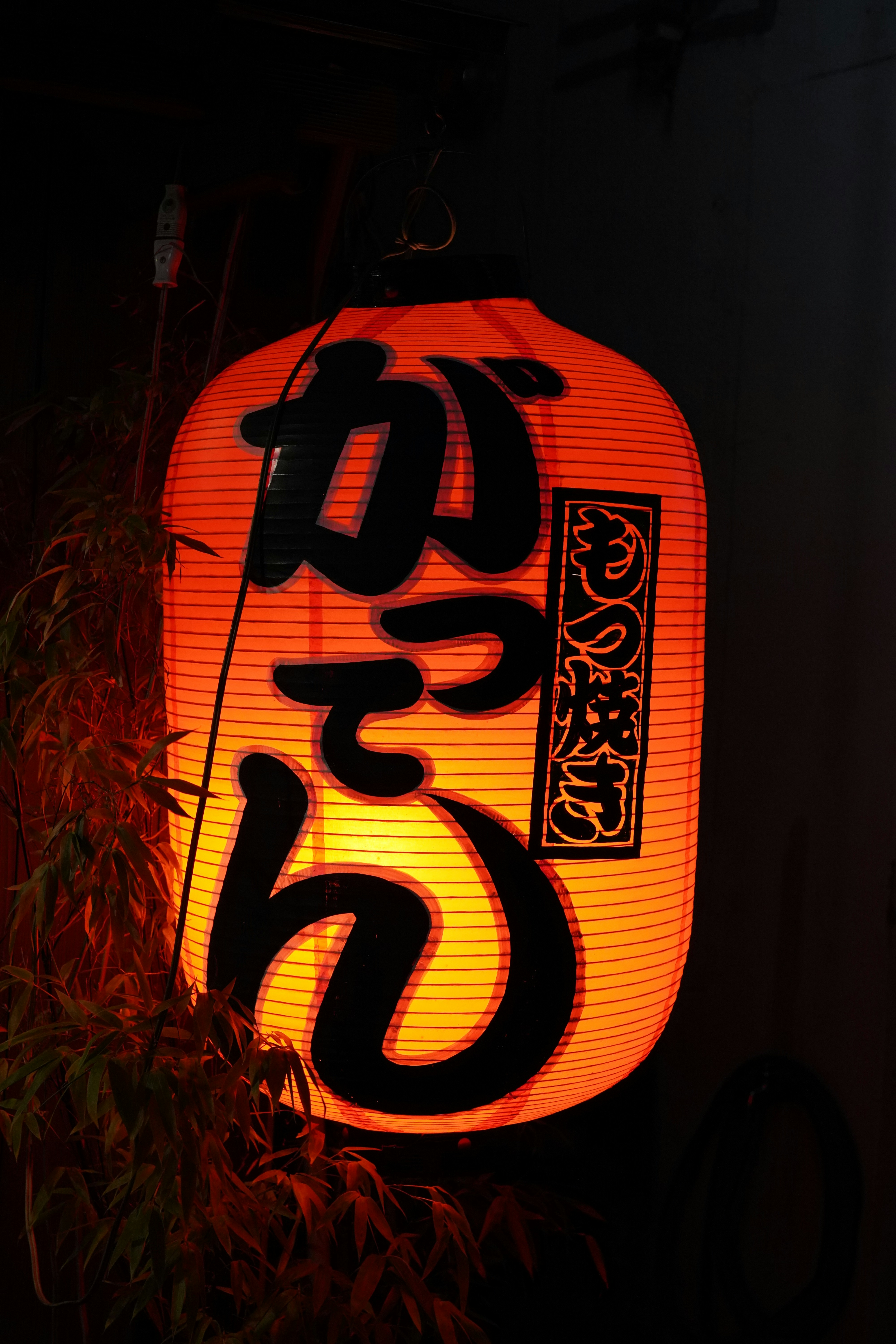 a chinese lantern is lit up in the dark
