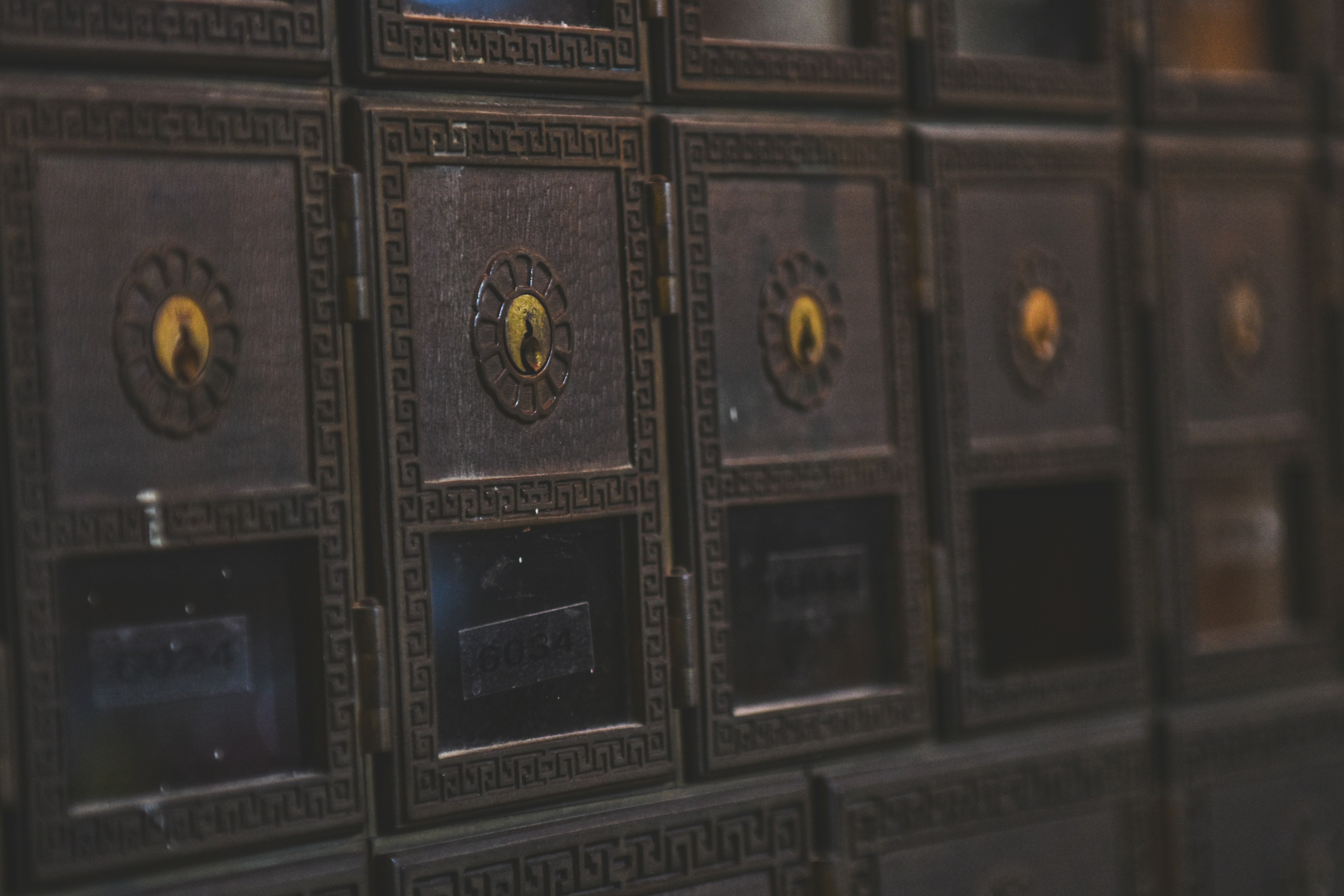 a close up of a bunch of mail boxes