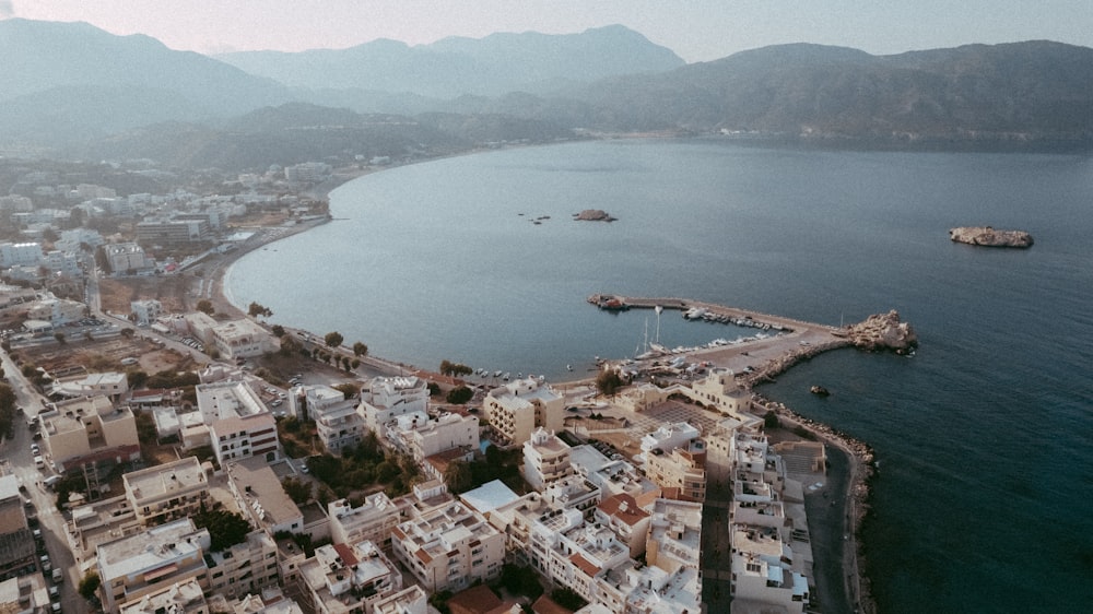 an aerial view of a large body of water