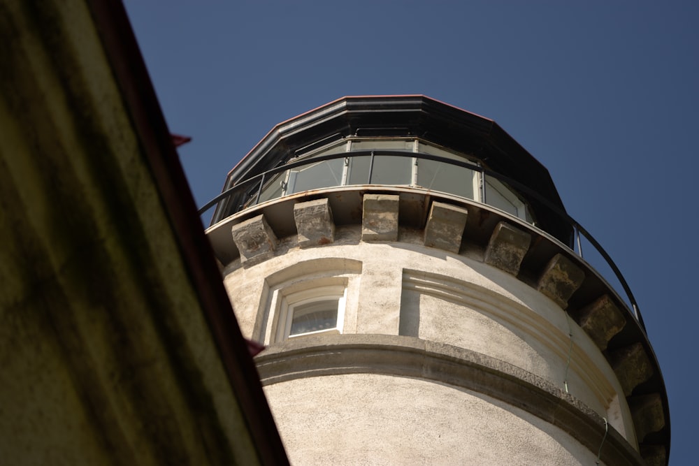 a view of the top of a light house