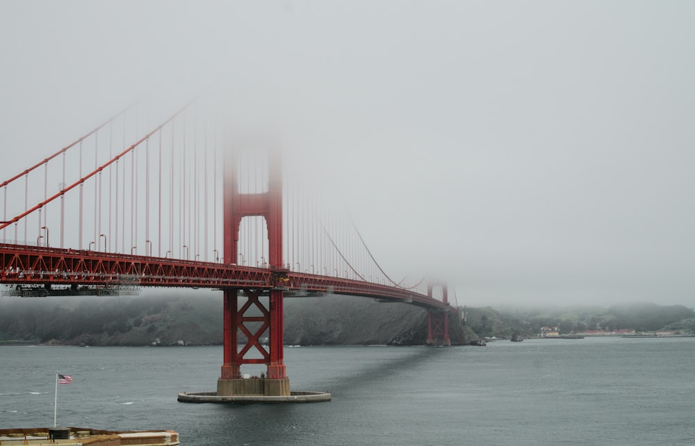 a foggy view of the golden gate bridge