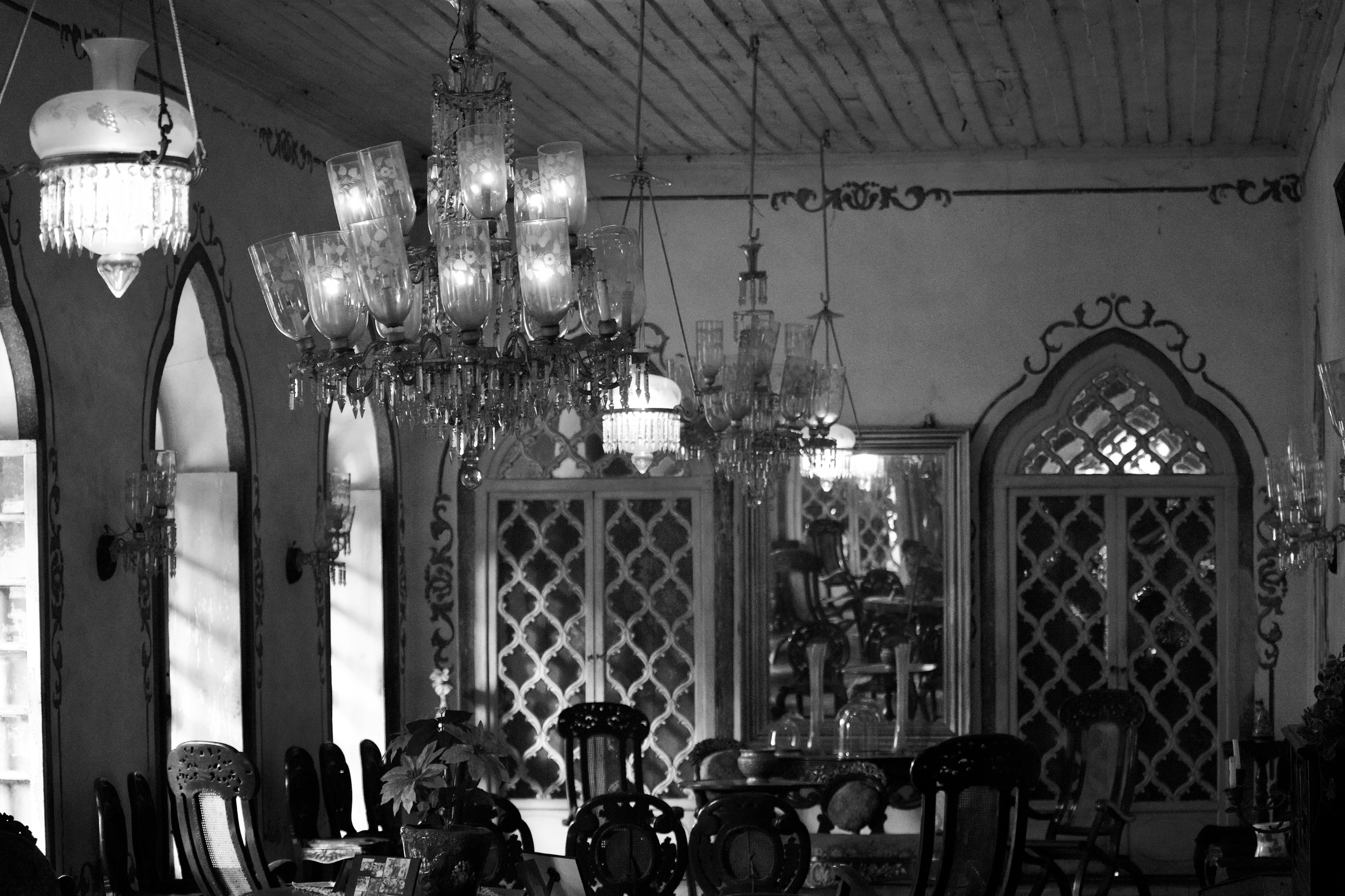 Dining room with chandelier