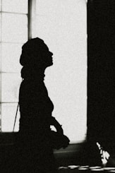a silhouette of a person standing in front of a window