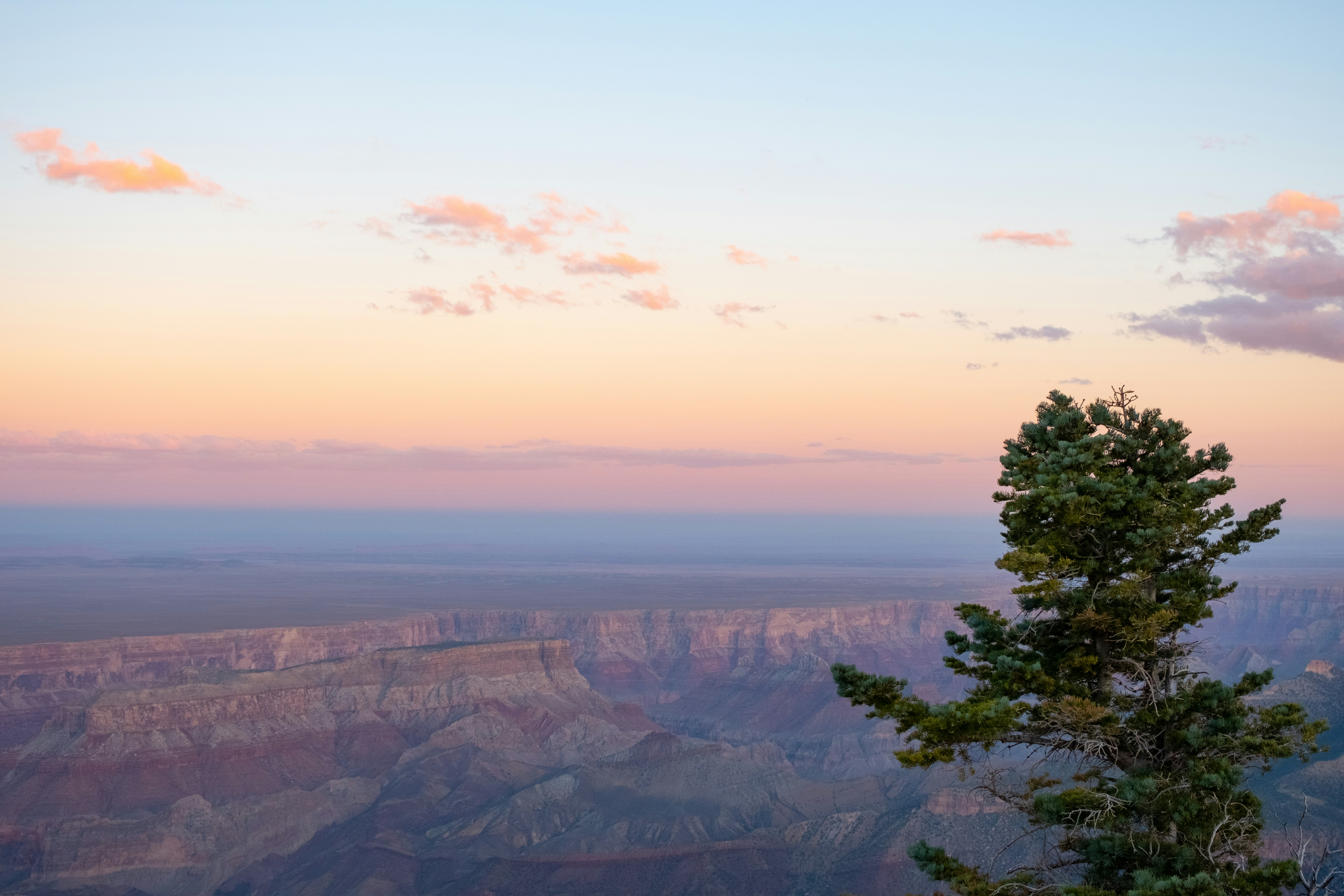 Earth Shadow at sunset with desert plateau of Navajo nation.