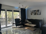 A modern living room illuminated with stylish LED lights.