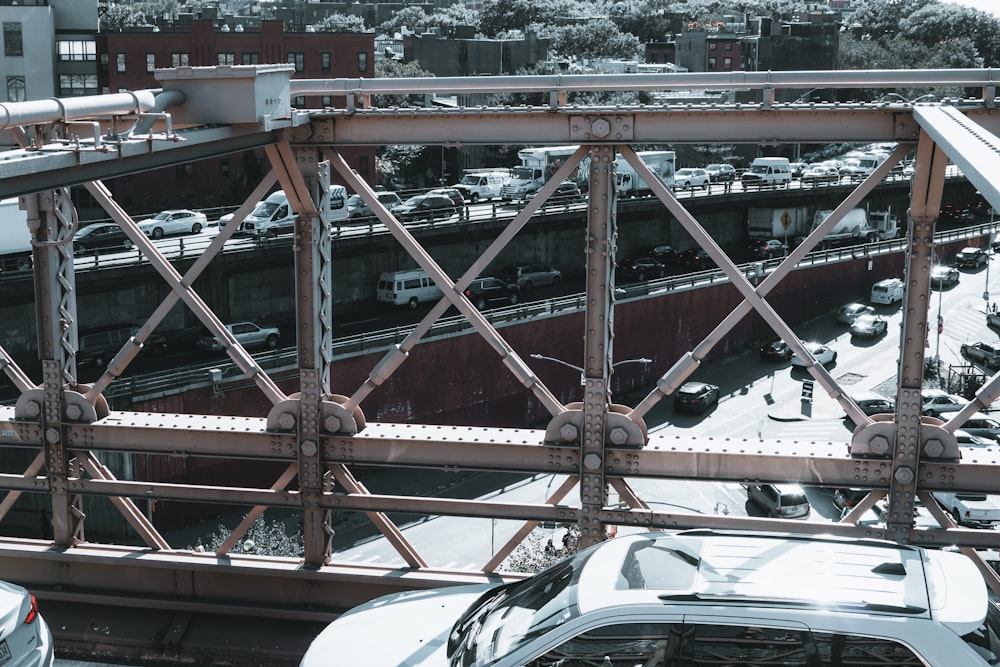 a view of a bridge that has cars on it