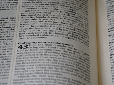 A close-up view of an open book showing a page filled with text. The text is written in a serif font, with some numbers written in a larger, bold font. The content seems to be divided into sections or paragraphs with headings.