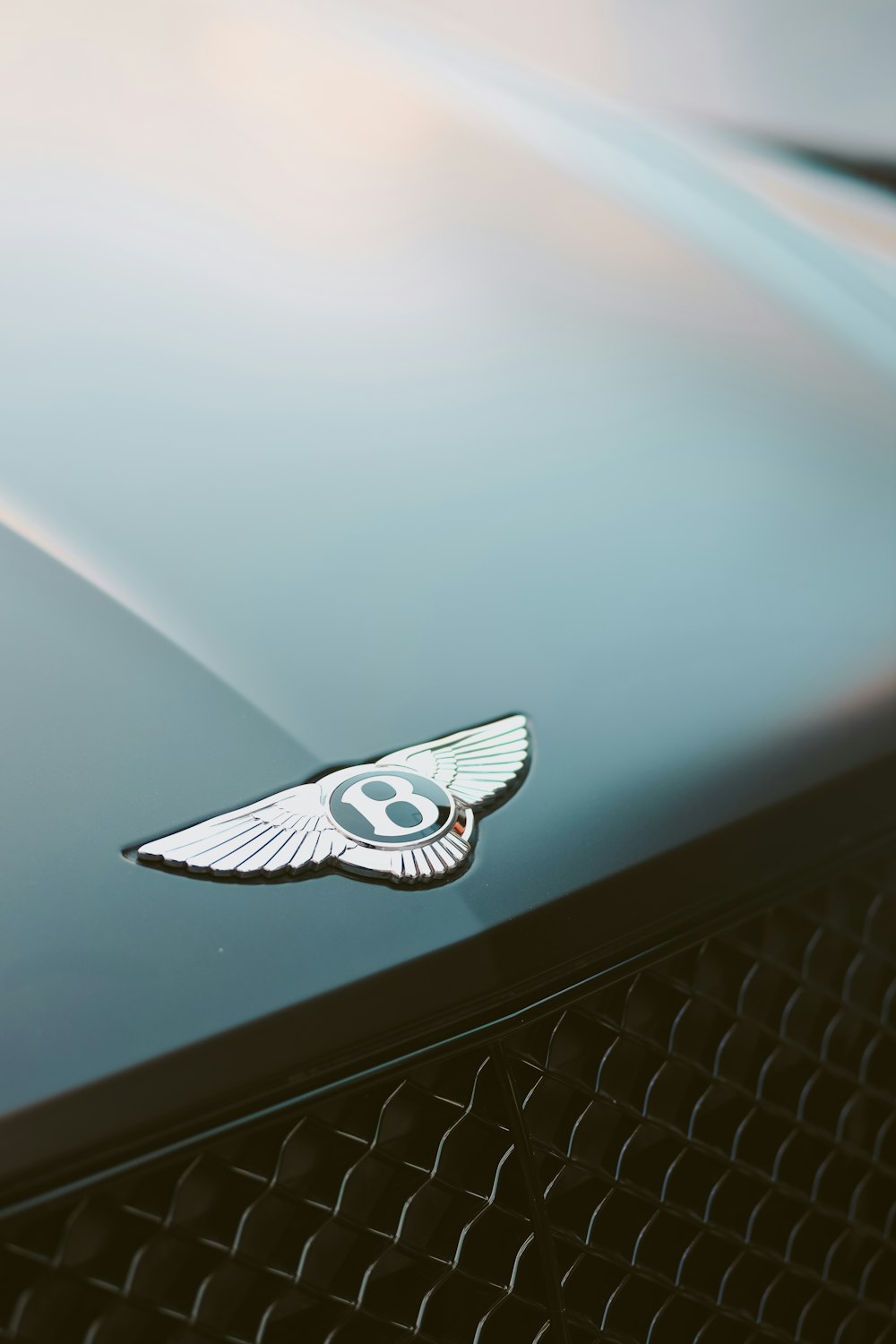 a close up of a bentley emblem on a car