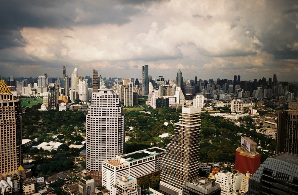 a view of a city from a tall building