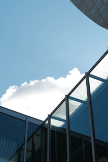 Modern steel structure of a commercial building under clear blue sky