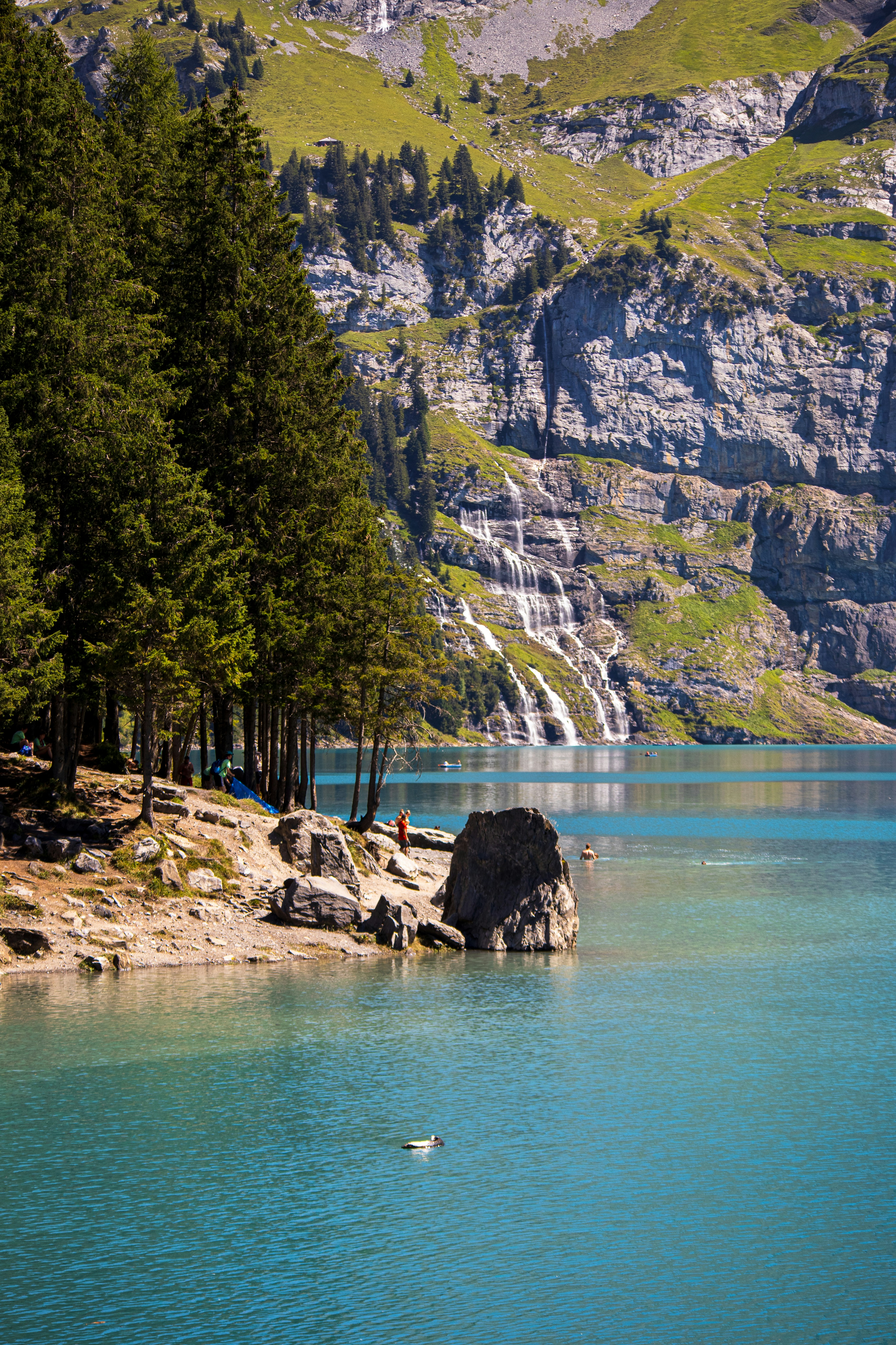 a large body of water surrounded by trees