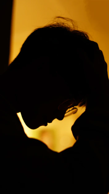 a silhouette of a person using a cell phone