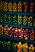 Harvested fruits neatly collected in baskets