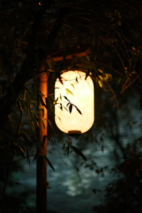 A soft watercolor illustration of a gentle glowing lantern floating above calm waters at dusk.