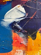 An exclusive original painting featuring bold brushstrokes and vibrant colors on a large canvas.