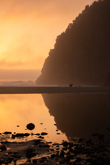 a person riding a horse on a beach at sunset