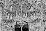 Close-up of the intricate stone carvings on the Nativity façade.