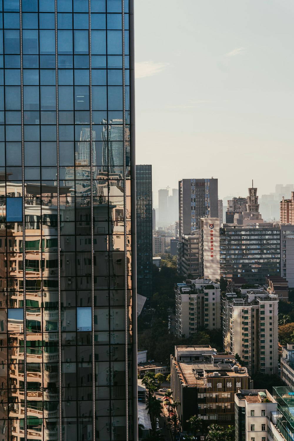 a view of a city from a high rise building