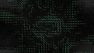 Abstract geometric pattern with hexagons glowing softly in dark tones.