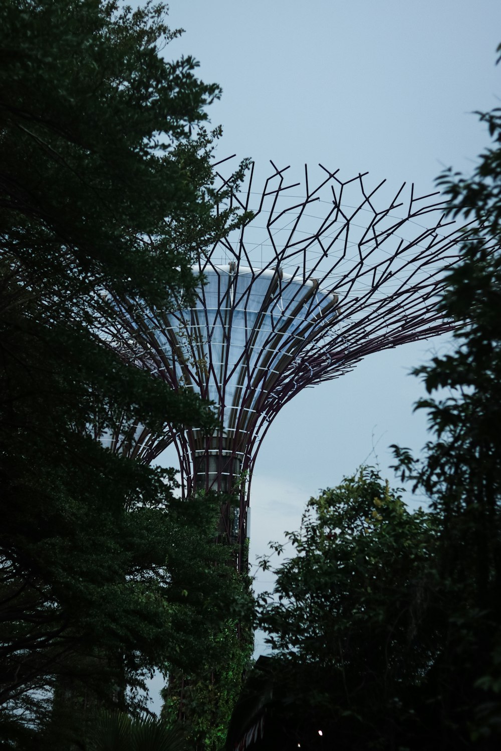 a very tall building with a lot of trees on top of it