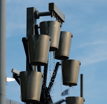 a water fountain spewing out of it's sides