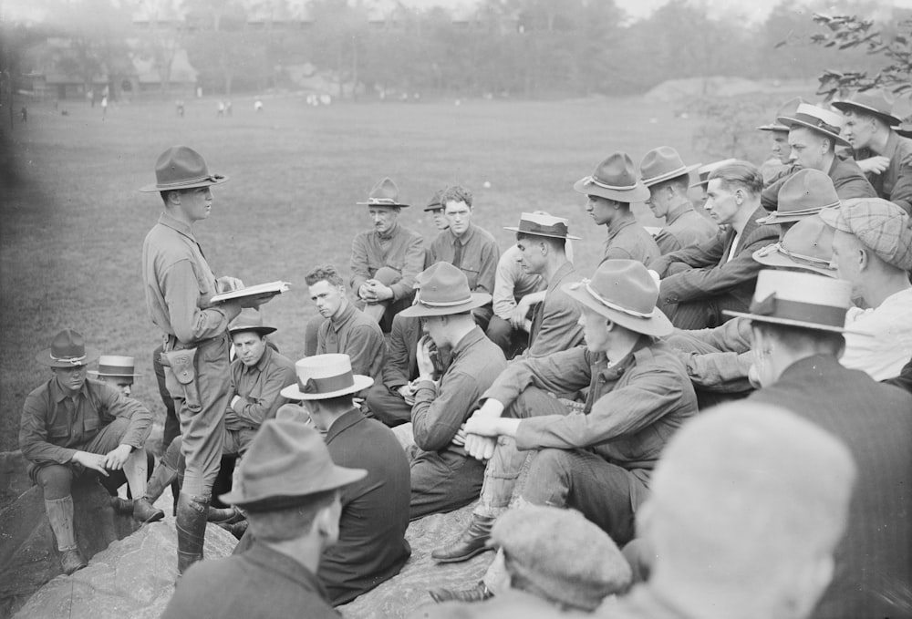 Officer reading war laws to a regiment of American soldiers during World War I.