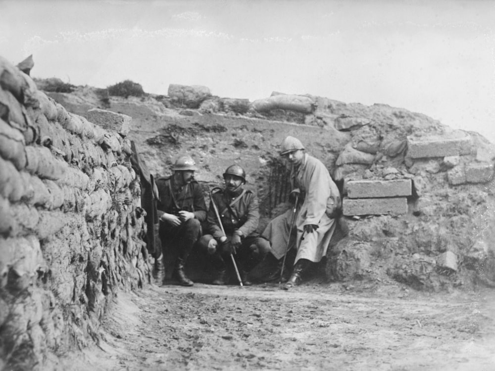 War reporters in Langewaede, Belgium during World War I.