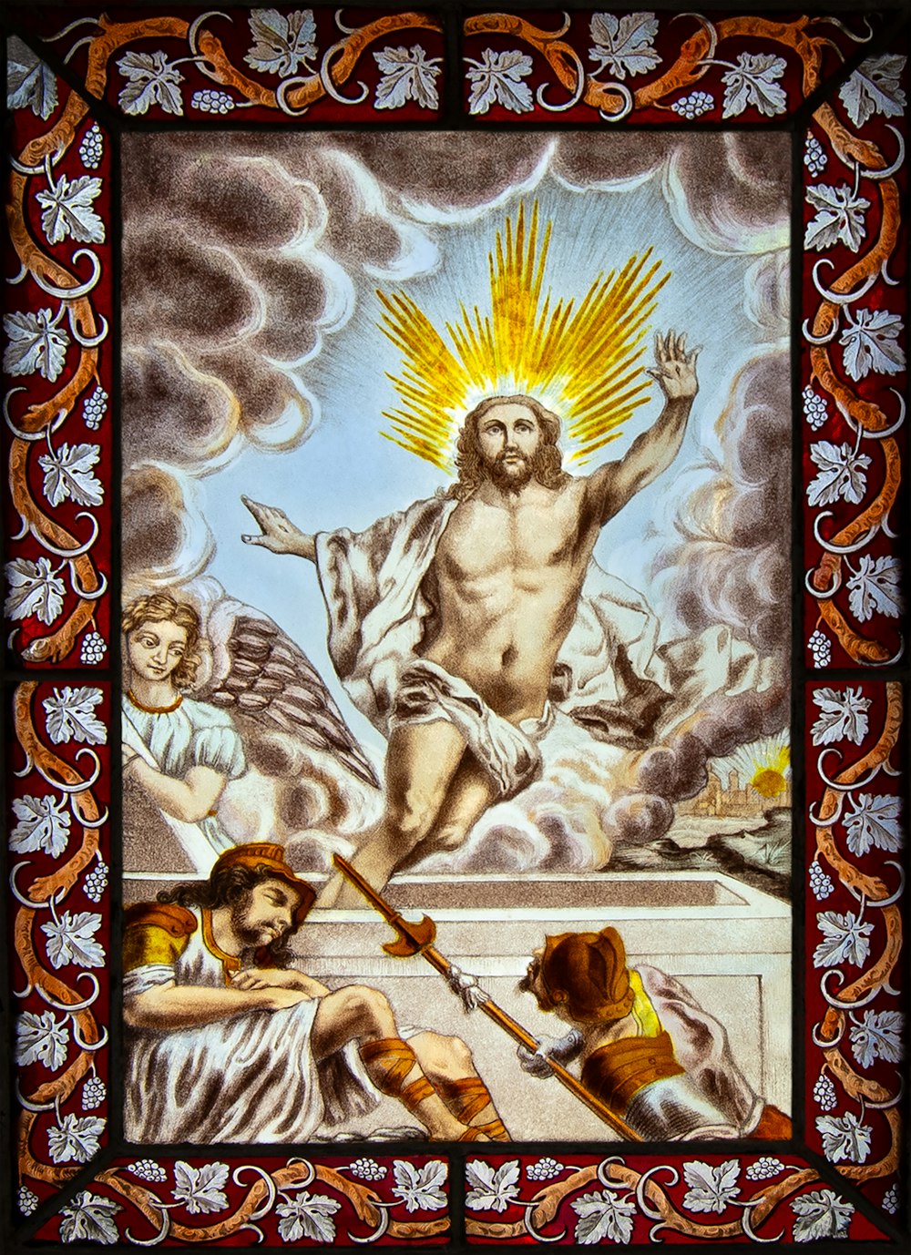Ein Gemälde von Jesus, umgeben von anderen Menschen