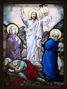 An artistic depiction of Jesus healing the sick surrounded by a crowd in a sunlit setting.